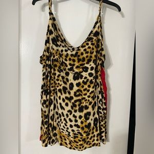 Animal Print Tank with Red Side Stripe